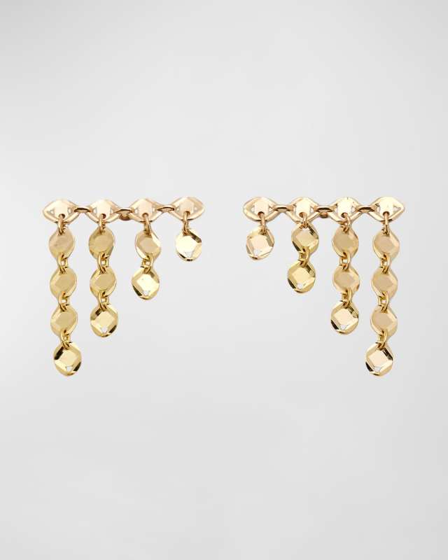 14K Gold Kite Disc Fringe Ear Crawlers
